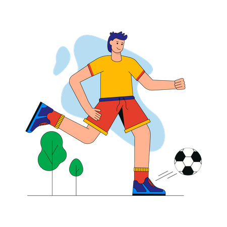 Homme jouant au football  Illustration