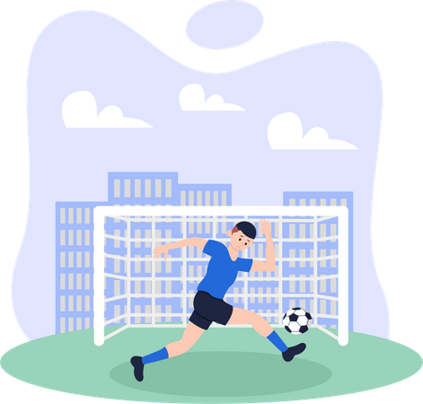 Homme jouant au football  Illustration