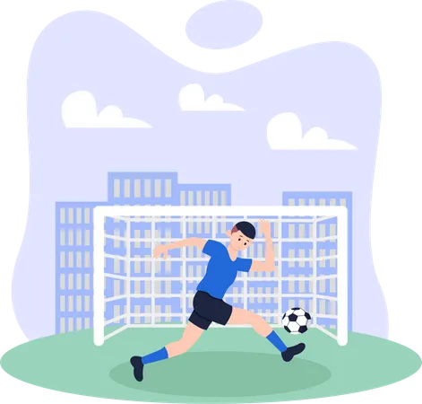 Homme jouant au football  Illustration