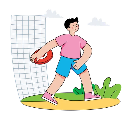 Homme jouant au frisbee  Illustration