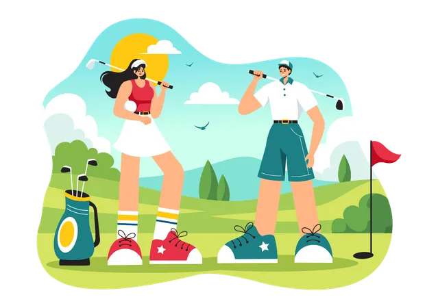 Homme jouant au golf  Illustration