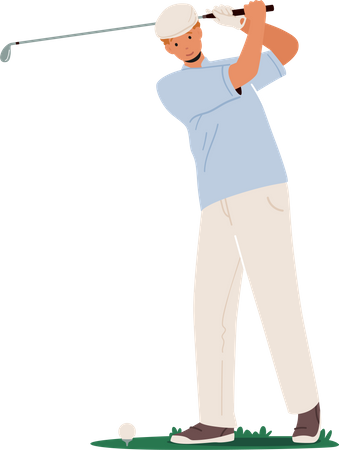 Homme jouant au golf  Illustration