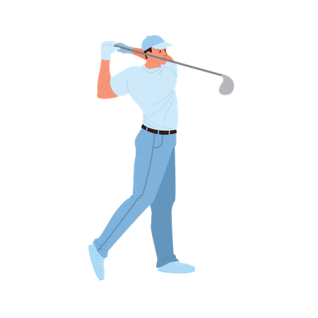 Homme jouant au golf  Illustration