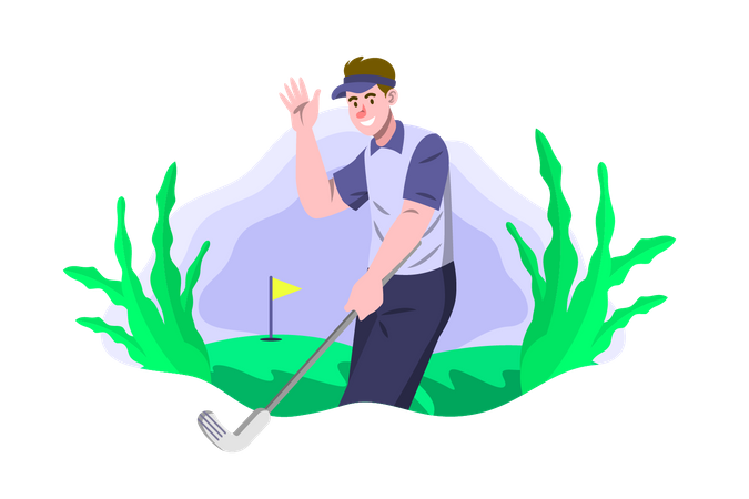 Homme jouant au golf  Illustration