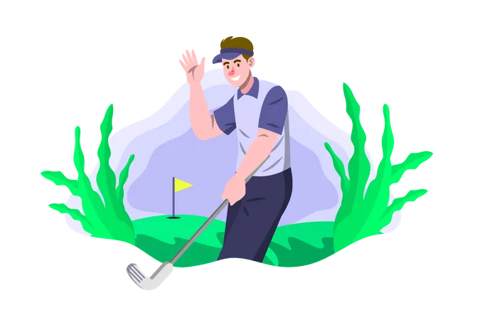 Homme jouant au golf  Illustration