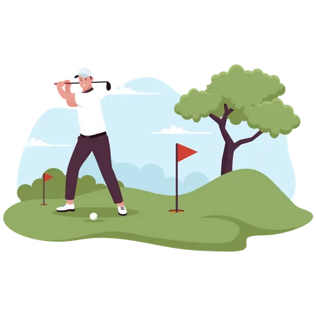 Homme jouant au golf  Illustration