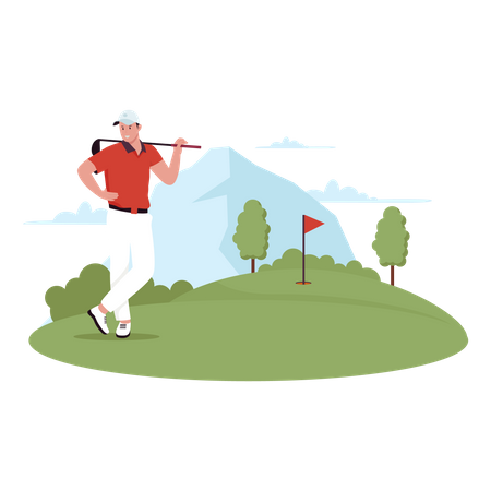 Homme jouant au golf  Illustration