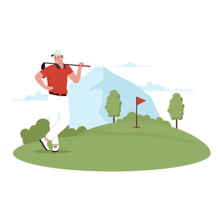 Homme jouant au golf  Illustration