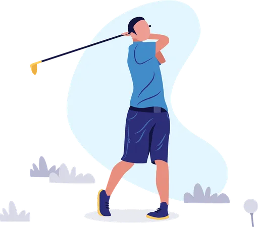 Homme jouant au golf  Illustration