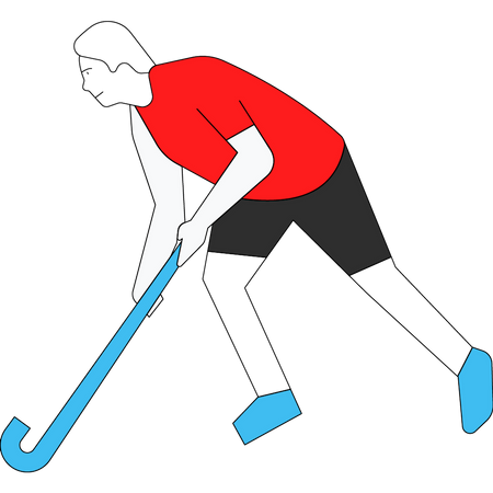 Homme jouant au hockey  Illustration