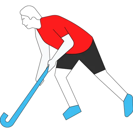 Homme jouant au hockey  Illustration