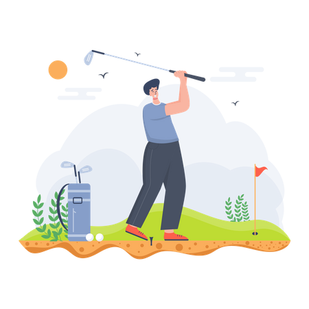 Homme jouant au golf  Illustration