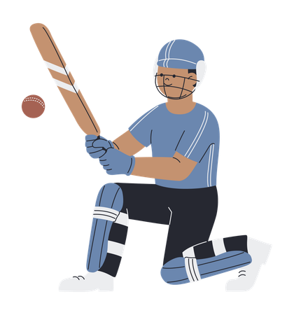 Un homme joue au cricket  Illustration