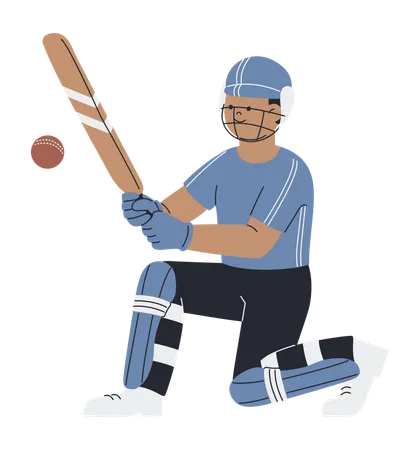 Un homme joue au cricket  Illustration