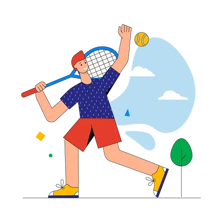 Homme jouant au tennis  Illustration