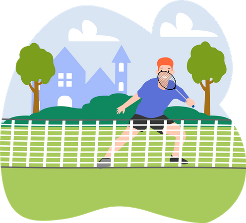 Homme jouant au tennis  Illustration