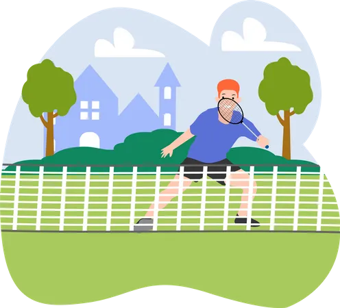 Homme jouant au tennis  Illustration