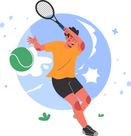 Homme jouant à la balle de tennis  Illustration