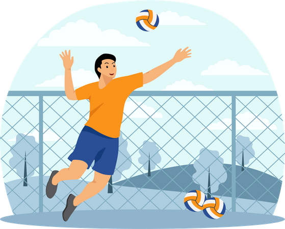 Homme jouant au volley-ball  Illustration