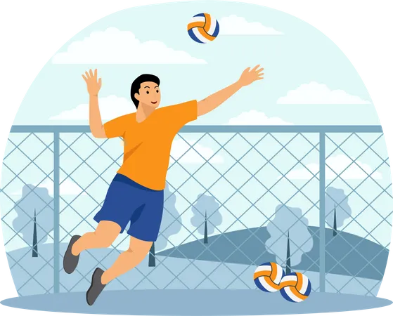 Homme jouant au volley-ball  Illustration