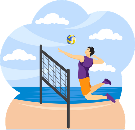 Homme jouant au volley-ball  Illustration