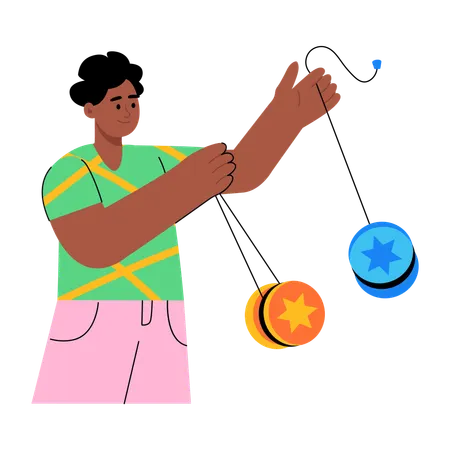 Homme jouant avec un yo-yo  Illustration