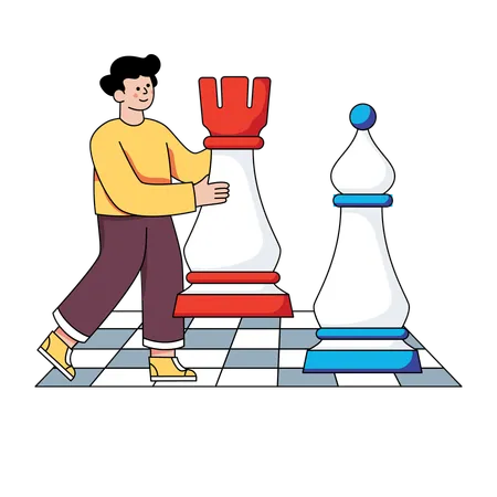 Homme jouant aux échecs  Illustration