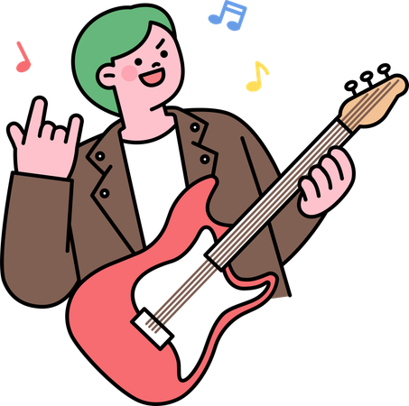 Homme jouant de la guitare  Illustration