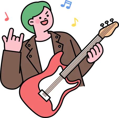 Homme jouant de la guitare  Illustration