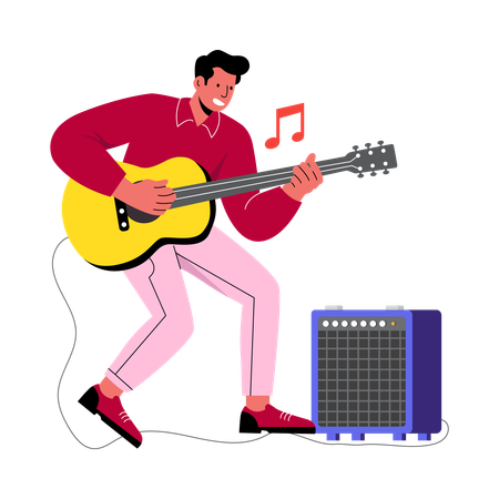 Homme jouant de la guitare  Illustration