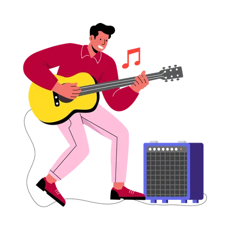 Homme jouant de la guitare  Illustration