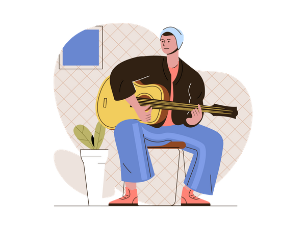 Homme jouant de la guitare  Illustration