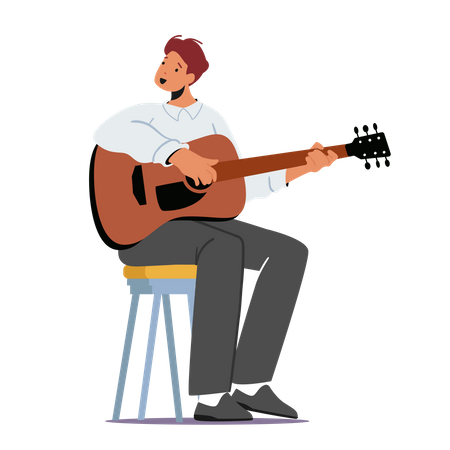 Homme jouant de la guitare  Illustration