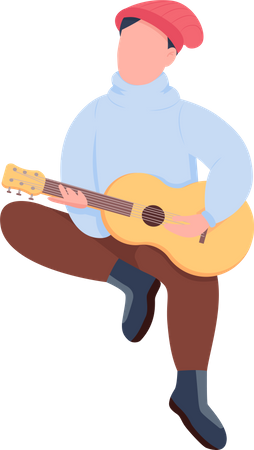 Homme jouant de la guitare  Illustration