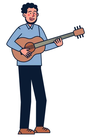 Homme jouant de la guitare  Illustration