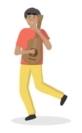 Homme jouant de la guitare  Illustration