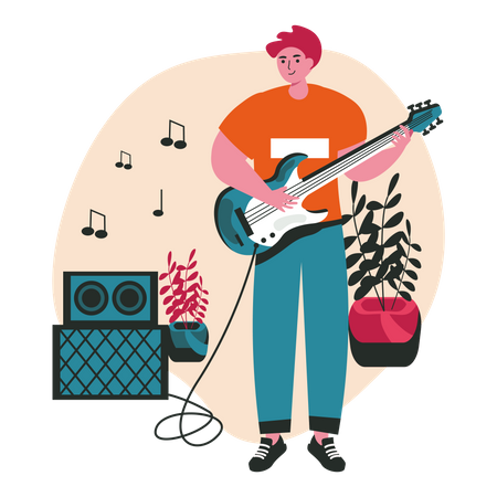 Homme jouant de la guitare  Illustration