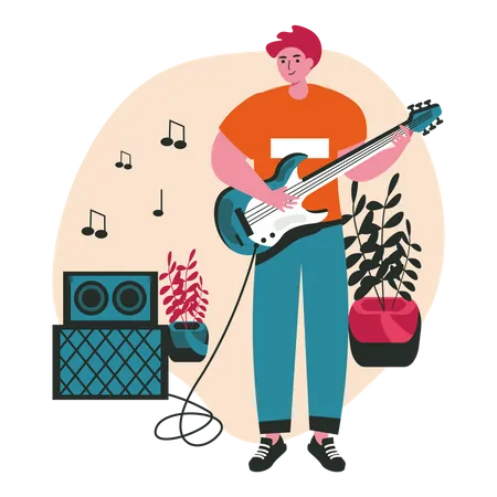 Homme jouant de la guitare  Illustration