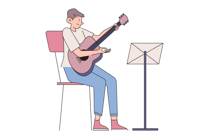 Homme jouant de la guitare  Illustration