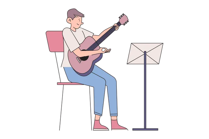 Homme jouant de la guitare  Illustration