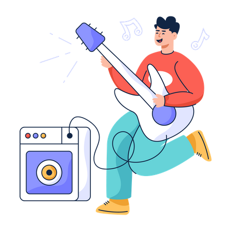 Homme jouant de la guitare  Illustration