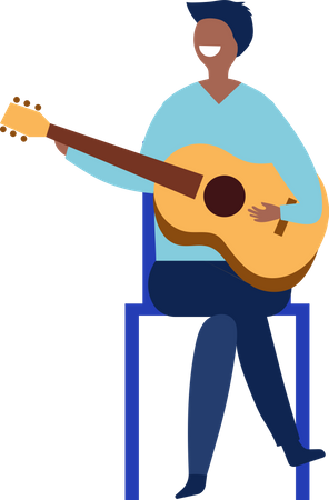 Homme jouant de la guitare  Illustration