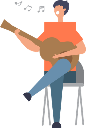 Homme jouant de la guitare  Illustration