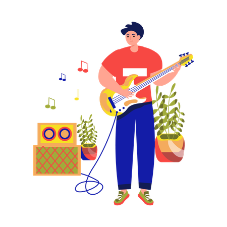 Homme jouant de la guitare  Illustration