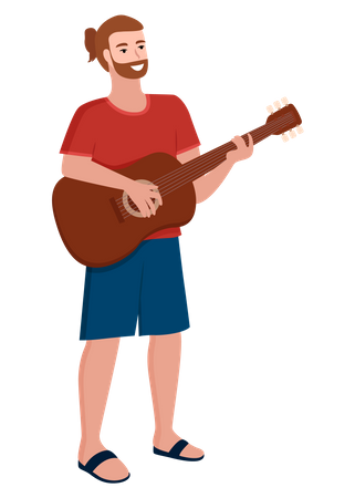 Homme jouant de la guitare  Illustration