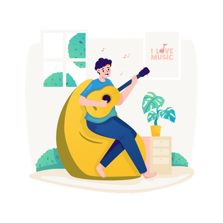 Homme jouant de la guitare  Illustration