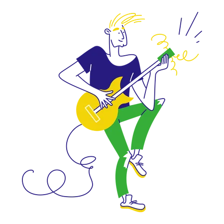 Homme jouant de la guitare  Illustration