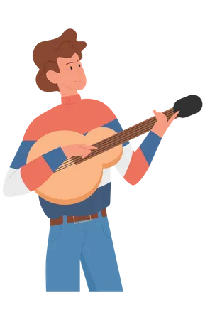 Homme jouant de la guitare  Illustration