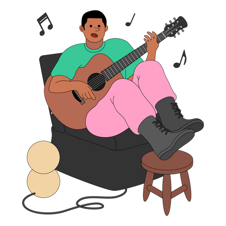 Homme jouant de la guitare  Illustration