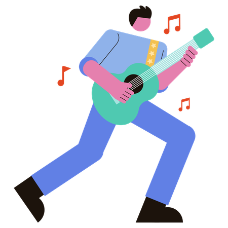 Homme jouant de la guitare  Illustration